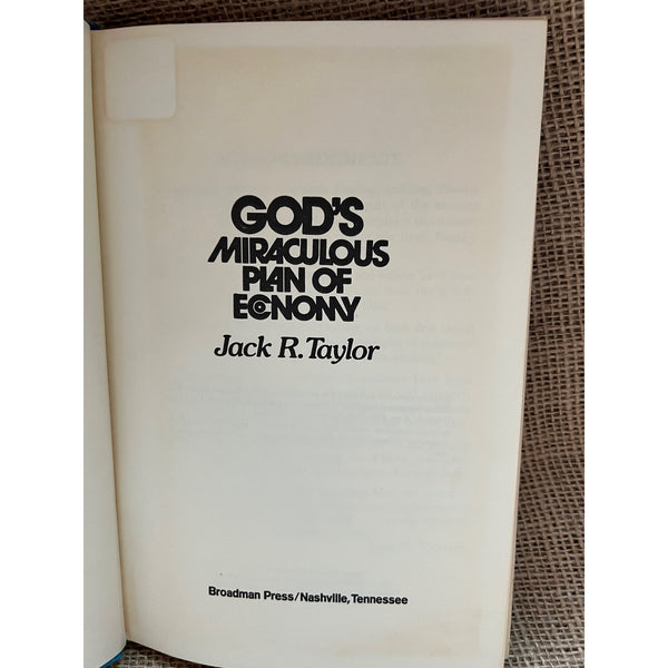 God's Miraculous Plan of Economy by Jack R. Taylor Hardback Book without Dust Cover