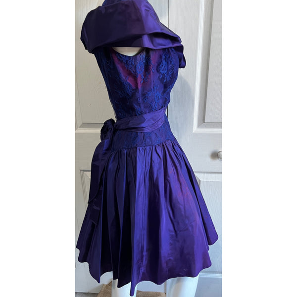 Vintage Purple Formal Mini Dress Sz 3 Lacey Tulle1990's Rose Front