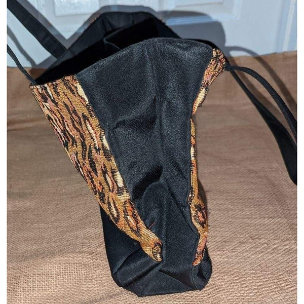 Large Cheetah Animal Print Shoulder Bag Purse Black 17" x 5" x 13"
