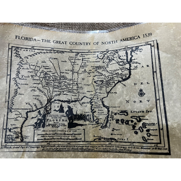 Laminated Historic Map of Florida- The Great Country of North America 1539 Spanish Florida