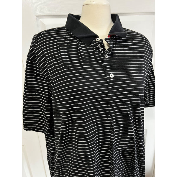 Bobby Jones Mens Striped Golf Polo Sz 2XL Mens Black & White Collared Short Sleeve