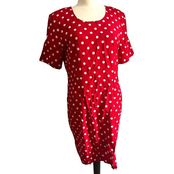 Vintage Red Polka Dot Sheath Dress Sz 14 by My Michelle Short Sleeve