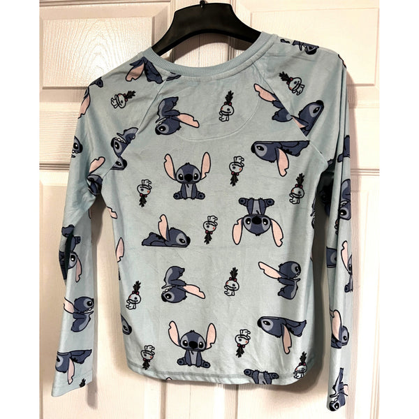 Disney Lilo & Stitch Sleep Shirt Sz XS Solft Blue Velvet with Stitch Print