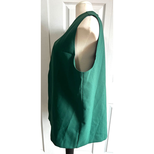 Vintage Seventies Hunter Green Vest Sz Large Womens by Bend Over Open Front Long