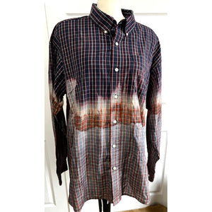 Ivy Crew Distressed Plaid Button Down Sz XXL Plus Collared Long Sleeve