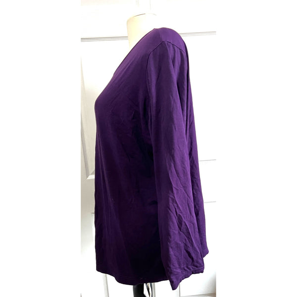 Nine West Purple Long Sleeve Blouse Sz 3X Womens Plus Round Neck Soft Shirt