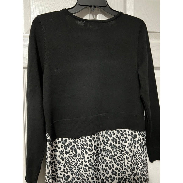 NWT Hailey Lyn Sz S Silky Cheetah Print B&W Sweater Midi Dress