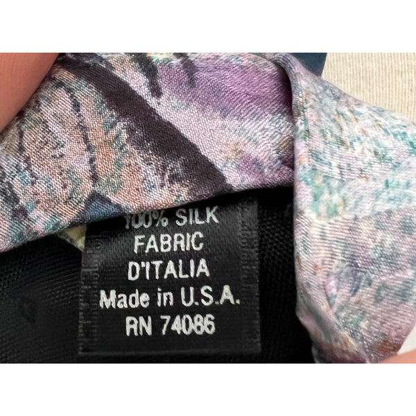 MBP New York Men's Silk Neck Tie Green Purple Abstract Retro Style Pattern